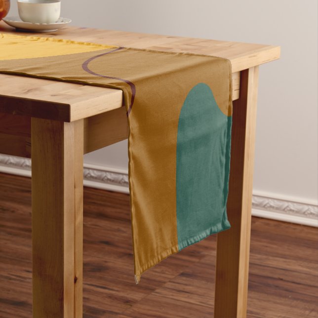 Earth tones organic shapes abstract background short table runner (In Situ)
