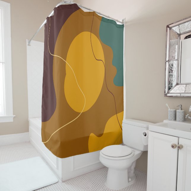 Earth tones organic shapes abstract background shower curtain (In Situ)
