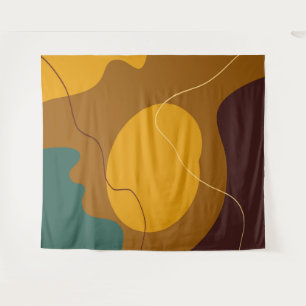 Earth tones organic shapes abstract background tapestry