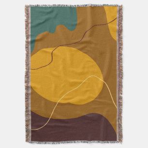 Earth tones organic shapes abstract background throw blanket