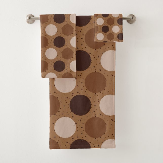 Earth tones polka dots bath towel set (Insitu)