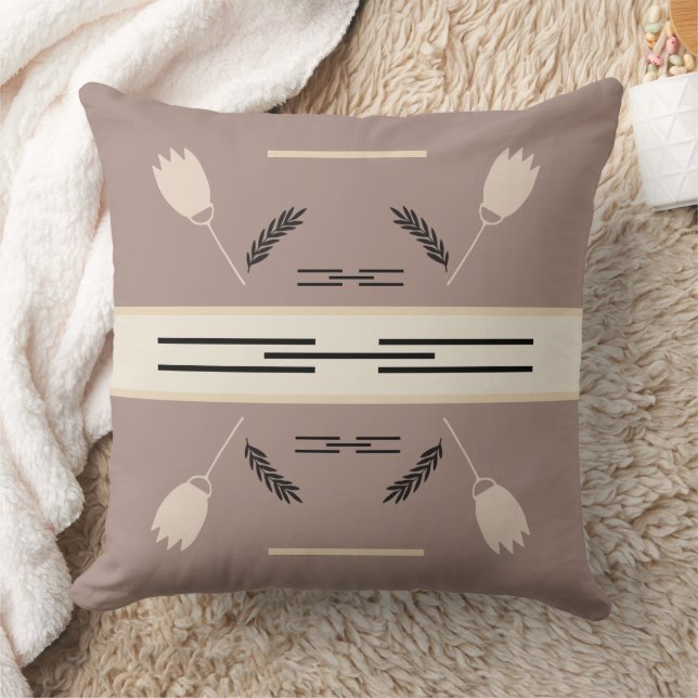 Earth Tones Rustic Geometric Throw Pillow (Blanket)