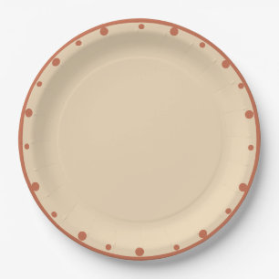 Earth Tones Sand Terra Cotta Polka Dots Paper Plate