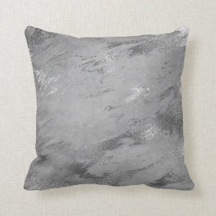 Earth Tones Silver Grey Graphite Marble Cushion