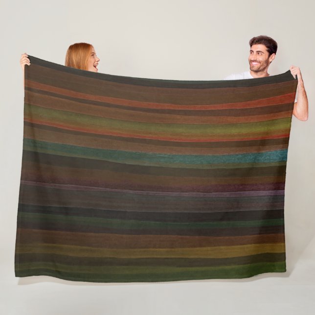 Earth Tones Stripe Fleece Blanket (In Situ)