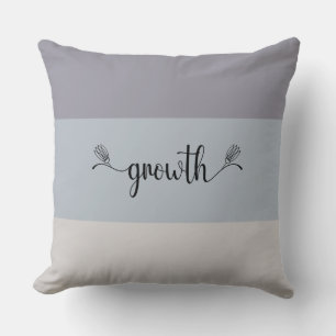 Earth Tones Striped "Growth" Script Throw Pillow