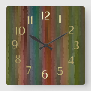 Earth Tones Techno Streaks Square Wall Clock