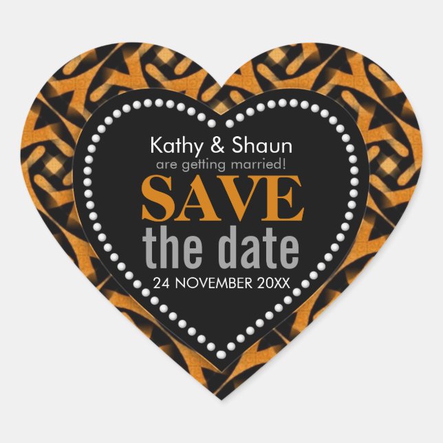 Earth Tribe Tribal Save the Date Love Heart Sticker (Front)