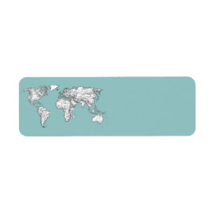 Earth turquoise ink return address label