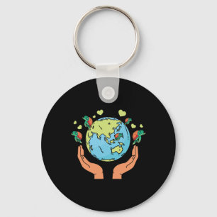 Earth Turtle Hearts Environment Earth Day Sea Turt Key Ring