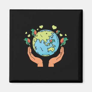 Earth Turtle Hearts Environment Earth Day Sea Turt Magnet