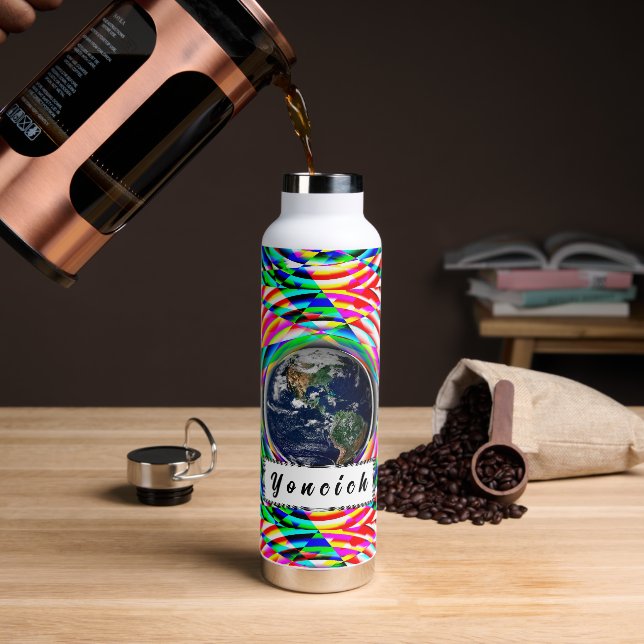 Earth Vibes by Kenneth Yoncich Water Bottle (Coffee)
