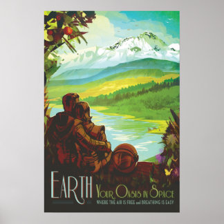 Earth Vintage Space Travel Poster