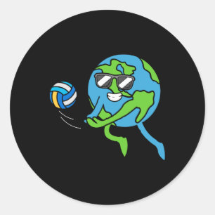 Earth Volleyll Earth Day Environmental Awareness S Classic Round Sticker