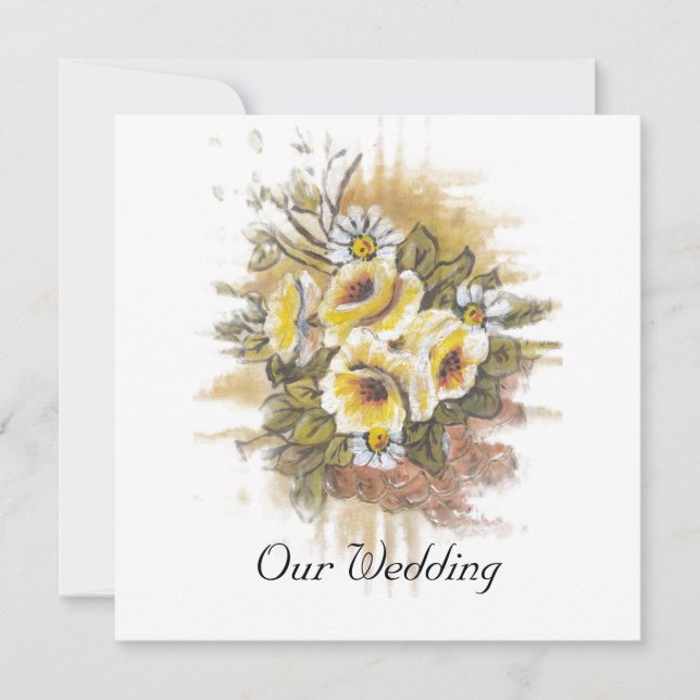 Earth watercolor CORNUCOPIA wedding invitation (Front)