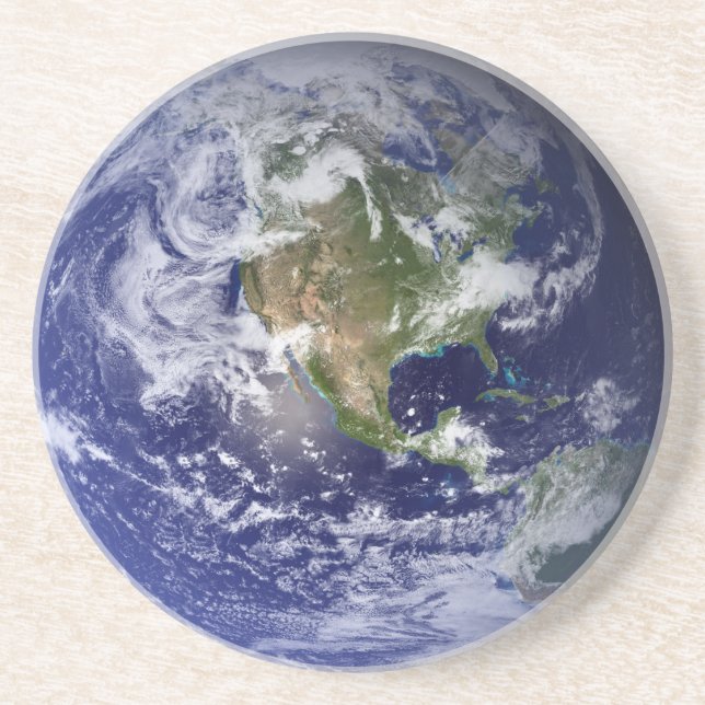 Earth Western Hemisphere Sandstone Coaster (Front)