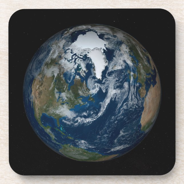 Earth With Clouds And Sea Ice 2 Coaster (Front)