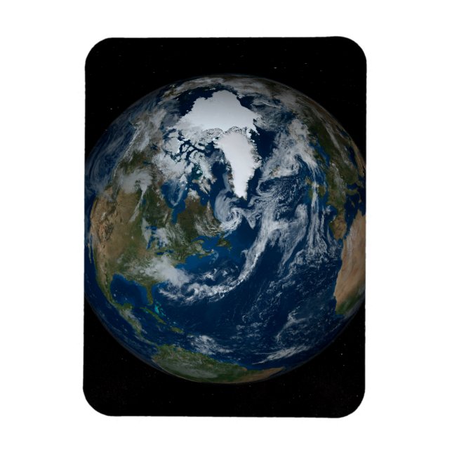 Earth With Clouds And Sea Ice 2 Magnet (Vertical)