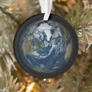 Earth With Clouds And Sea Ice 2 Ornament