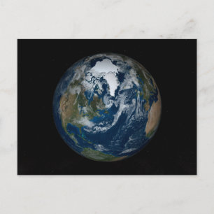 Earth With Clouds And Sea Ice 2 Postcard