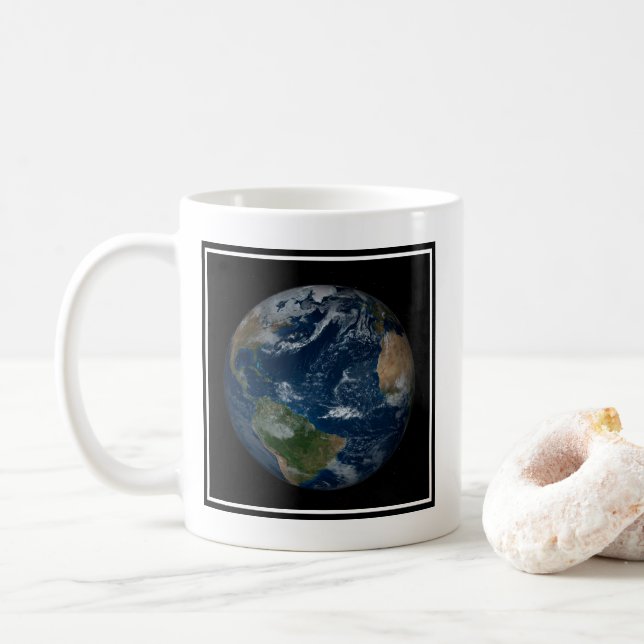 Earth With Clouds And Sea Ice Coffee Mug (With Donut)