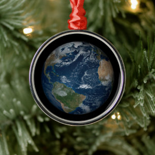 Earth With Clouds And Sea Ice Metal Ornament
