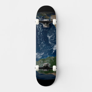 Earth With Clouds And Sea Ice Skateboard