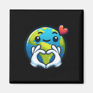 Earth With Heart Hands Love Earth Day Magnet