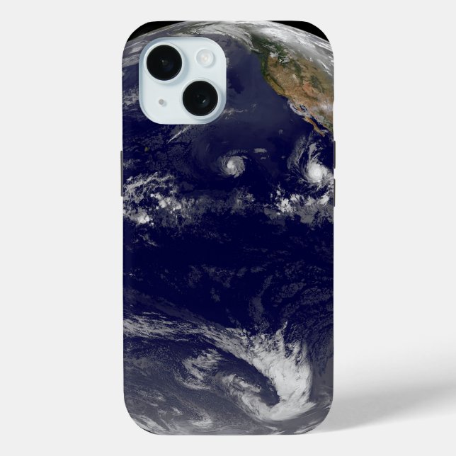 Earth With Three Tropical Cyclones In The Pacific. Case-Mate iPhone Case (Back)
