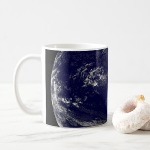 Earth With Three Tropical Cyclones In The Pacific. Coffee Mug