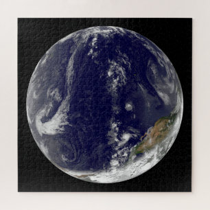Earth With Three Tropical Cyclones In The Pacific. Jigsaw Puzzle