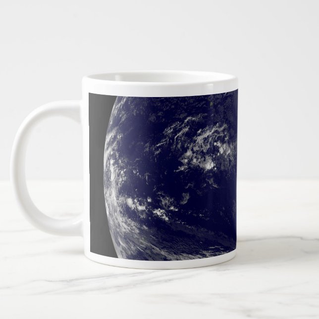 Earth With Three Tropical Cyclones In The Pacific. Large Coffee Mug (Left)