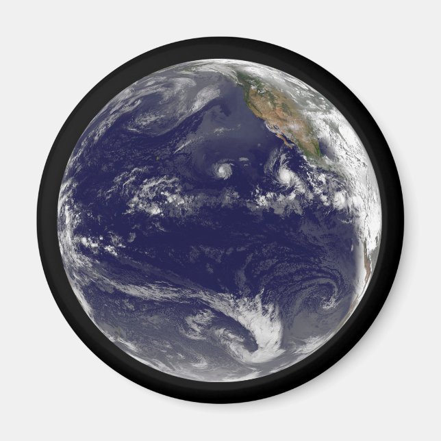Earth With Three Tropical Cyclones In The Pacific. Magnet (Front)