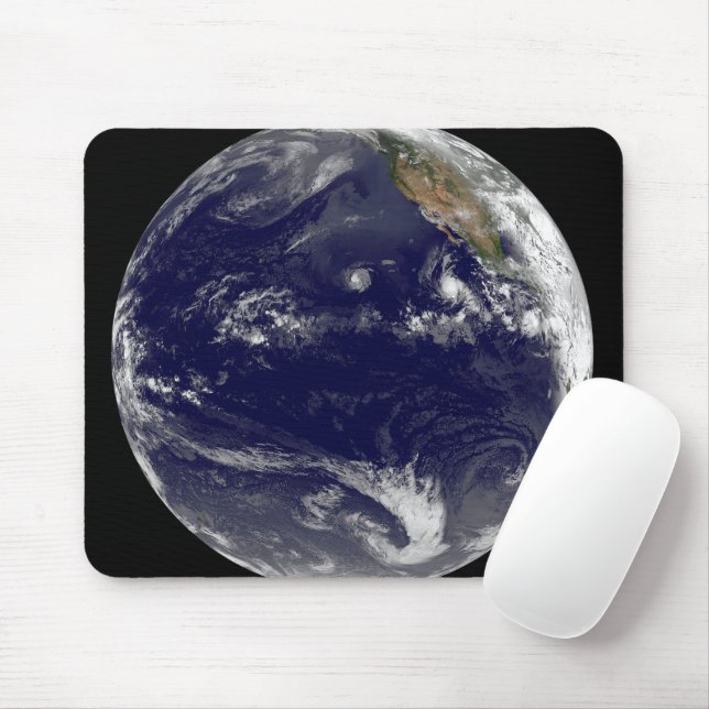 Earth With Three Tropical Cyclones In The Pacific. Mouse Pad (With Mouse)