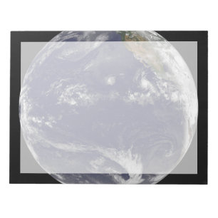 Earth With Three Tropical Cyclones In The Pacific. Notepad