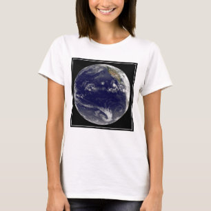 Earth With Three Tropical Cyclones In The Pacific. T-Shirt