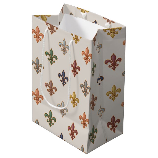  Earth Woodlands Fleur-de-lis Design Light  Medium Gift Bag (Front Angled)