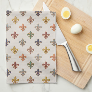 Earth Woodlands Fleur-de-lis Design Light Tea Towel