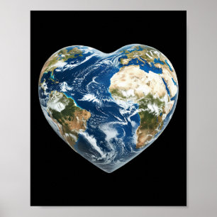 Earth World Heart - Happy Earth Day - Save The Pla Poster