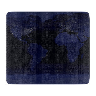 Earth World Map City Lights at Night Satellite Cutting Board