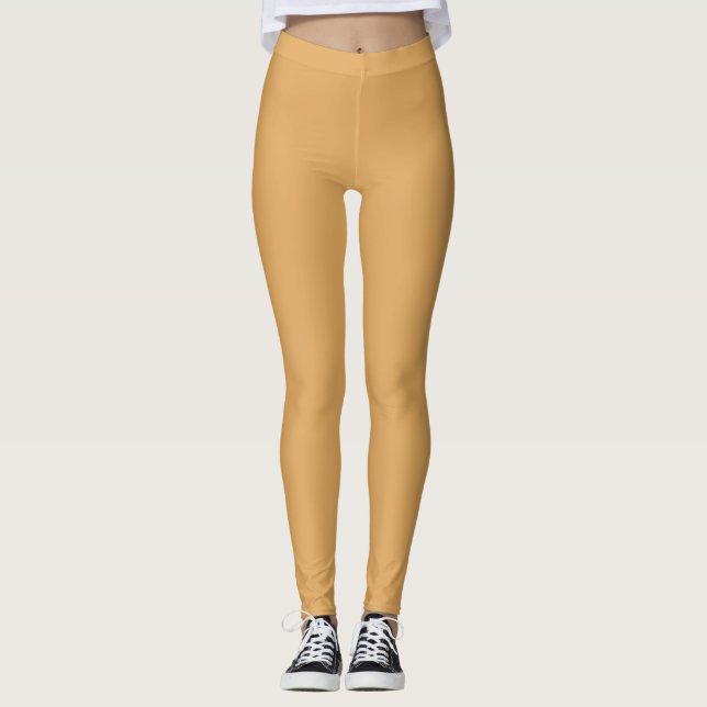 Earth Yellow Solid Color Leggings (Front)