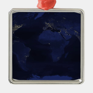 Earth�s human-generated nighttime lights Metal Ornament