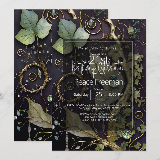 Earthborn | Botanical Gemstone Abstract Invitation (Front/Back)