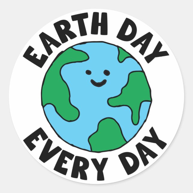 EarthDay Everyday Ecofriendly Icon Happy Earth Cli Classic Round Sticker (Front)