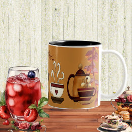 Earthen Brown Mud Teapot Afternoon High Tea Party  Two-Tone Coffee Mug