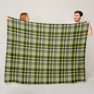 Earthen Green Plaid Fleece Blanket, 30"x40"