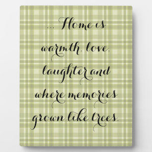 Earthen Green Plaid, "Home" Plaque