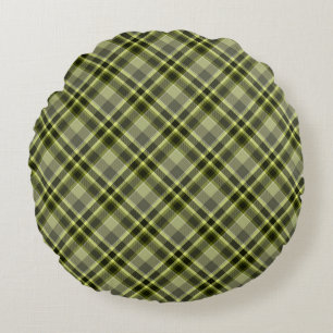 Earthen Green Plaid Round Decorative Pillow