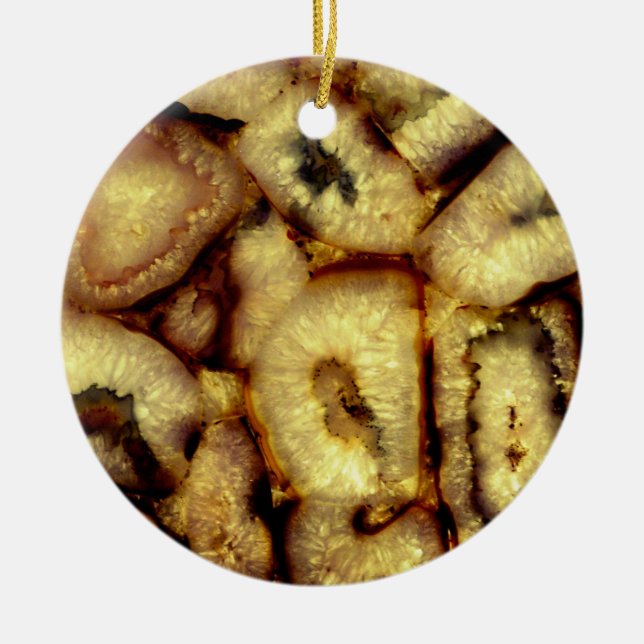 Earthen Green Quartz Agates  Ceramic Ornament (Front)