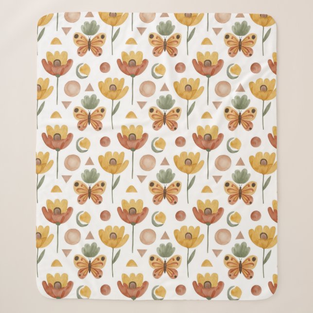 Earthen Petals & Wings Sherpa Blanket (Front)